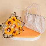 Cocan Beige Bag And Sun Flowers Bouquet