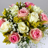 Graceful White & Pink Roses Vase