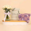 Verool Plum Scarf with 20 White Roses Vase