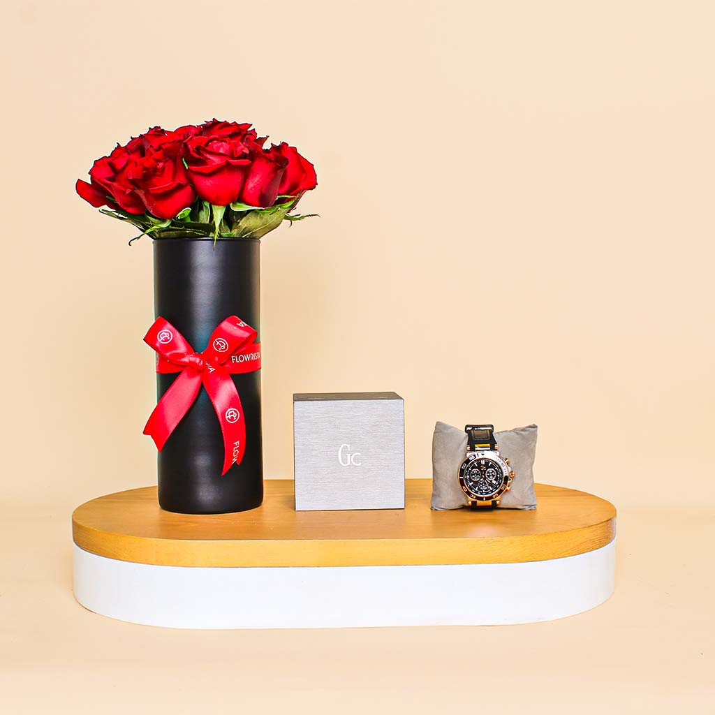 GC Sport Men Chronograph Watch | Red rose vase