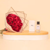 Areej Rose Centifolia with Hand Bouquet of 20 Red Roses
