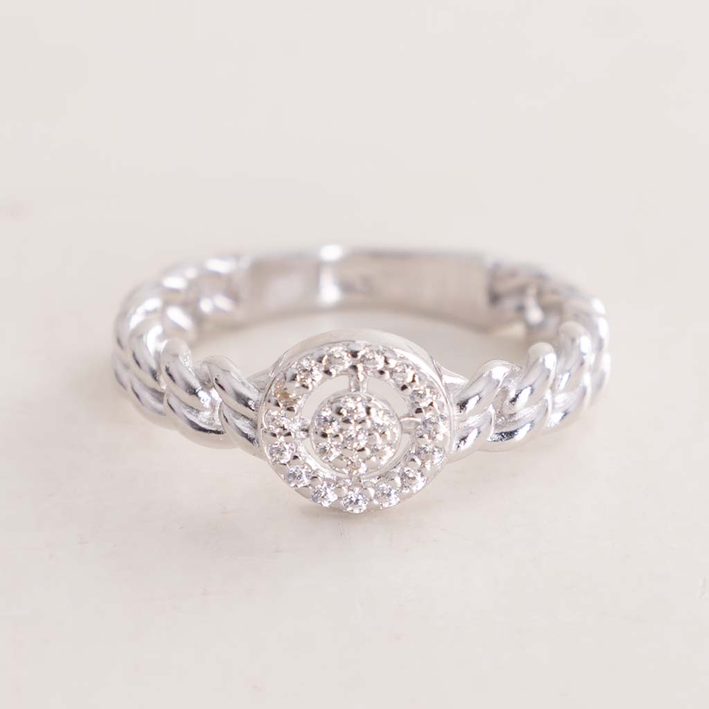 Felizmoda Braided Zircon Silver Ring