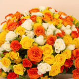 Flowrista Bouquet of 150 White, Orange & Yellow Roses
