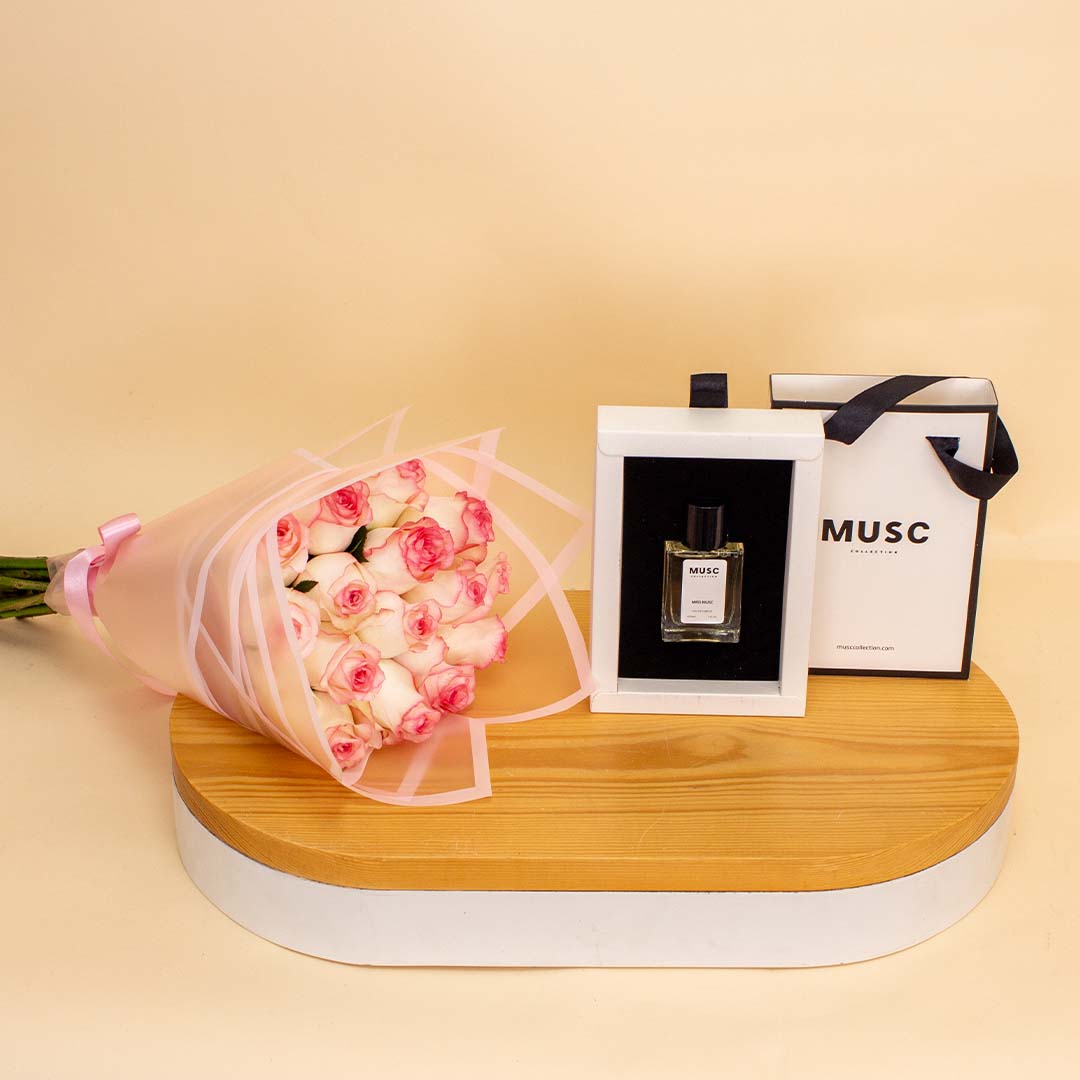 MUSC Idole Musc 50ml & 15 Pink Roses