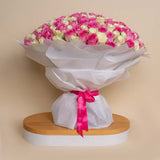 250 Pink And White Roses bouquet