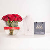 Felizmoda Two-Circle Silver Pendant Necklace & Red Roses Vase
