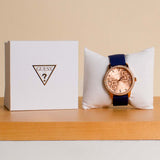 Guess Unique Watch - Rose Gold Dial & Rubber Band