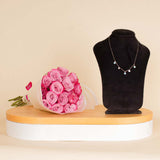 Markiz Rhodium Opal Necklace and 15 Purple Flower Bouquet