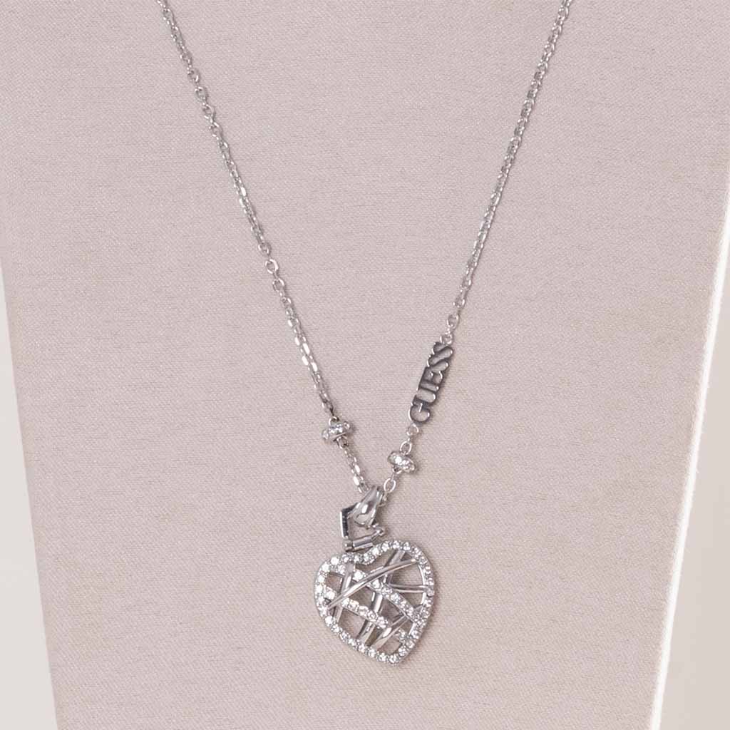 GUESS Stainless Steel Heart Caged Necklace