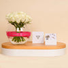Guess Stainless Steel Analogue Watch & 20 White Roses Vase