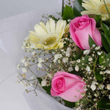 Whisper of Purity — White & Pink Roses Hand Bouquet