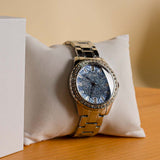 Guess Glitter Burst Diamonds Women’s Watch – Blue Dial, Silver Steel Strap (GW0405L1)