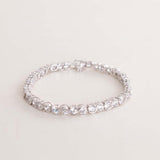 Felizmoda Silver-Tone Zircon Tennis Bracelet & Red Roses Bouquet