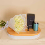 Lazaro Z1 Car Scent Diffuser cyan And 25 White Roses