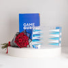 Game Guru White & Turquoise Acrylic Tawla Set & Red Roses Bouquet