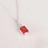 Markiz Thai Silver Platinum-Plated Red Zircon Necklace