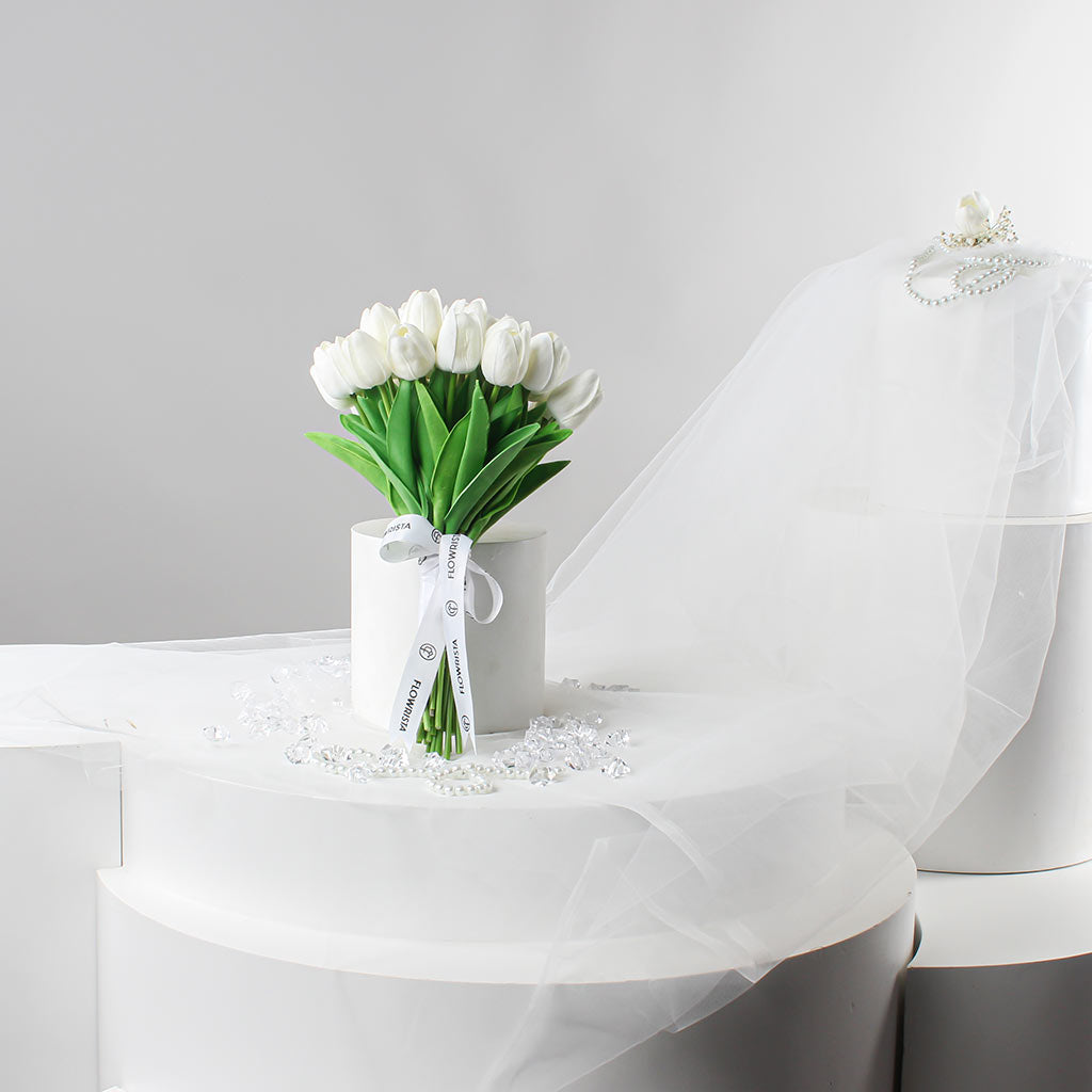 Brilliance White Tulip Bridal Bouquet
