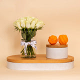 Reflame Strawberry Vanilla Candle & White Roses Vase