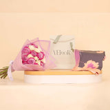 Veloor Layal Scarf | White and Purple Mixed Bouquet