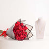 Markiz Thai  Silver Gold-Plated Zircon Necklace & Red Roses Bouquet