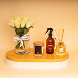 Zaha Home Serenity & Roses Bundle - Vanilla Spray & Oud Diffuser & Bliss Candle & White Roses