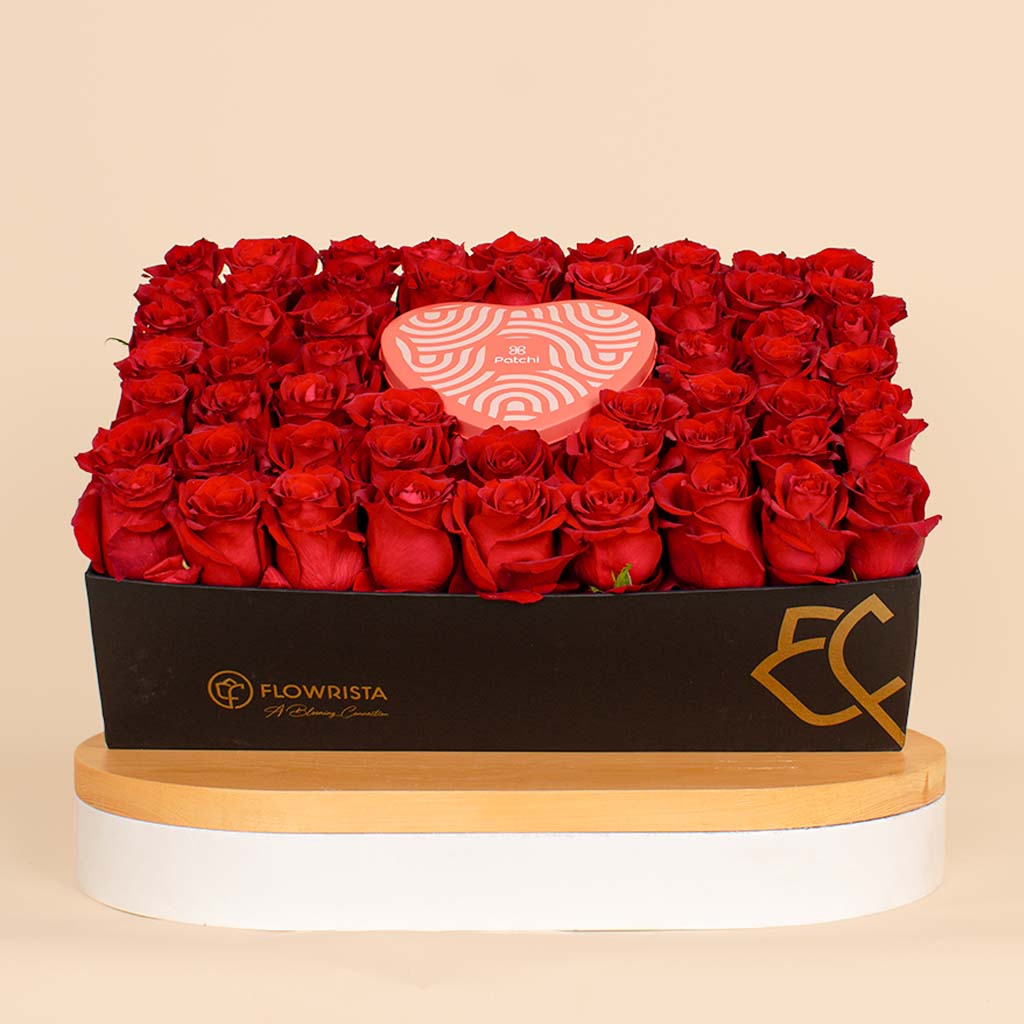 Patchi Tin Box of 22 Pieces | 55 Red Roses