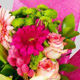 Pink Roses, Gerbera & Yellow Lilies Bouquet