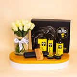 Mr.Beard Kit (Aroma Scent) & White Roses Vase
