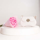 CoCan Golden Purse Bag & Pink Roses Bouquet