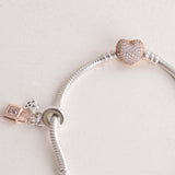Pandora Moments Bracelet with Pavé Heart Clasp & Lock, Key & Heart Charm