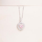 Markiz Thai Silver Platinum-Plated Pink Zircon Necklace & Baby Roses & Gypsophila Bouquet