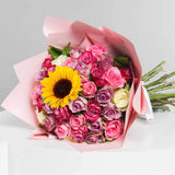 Mixed Roses & Sunflowers Hand Bouquet