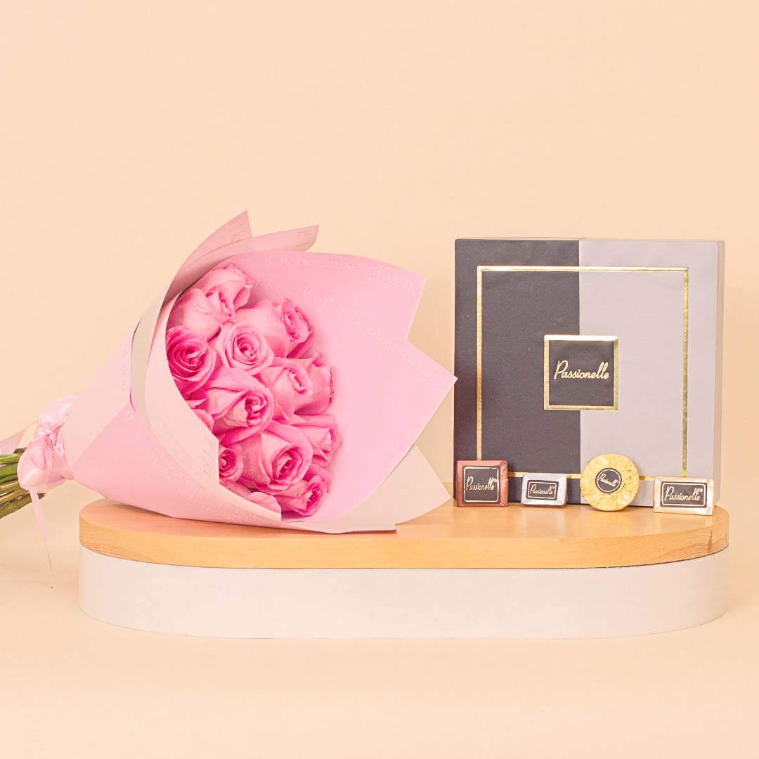 Passionelle Premium Chocolate And Pink Roses