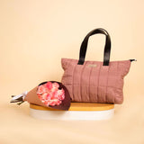 Pavo Light Purble Tote Bag Handbag & 15 Pink Roses