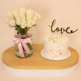 Ninos Golden Celebrations Cake & 15 White Roses Vase