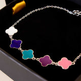 Felizmoda Van Cleef Colorful Silver Bracelet & Red Rose