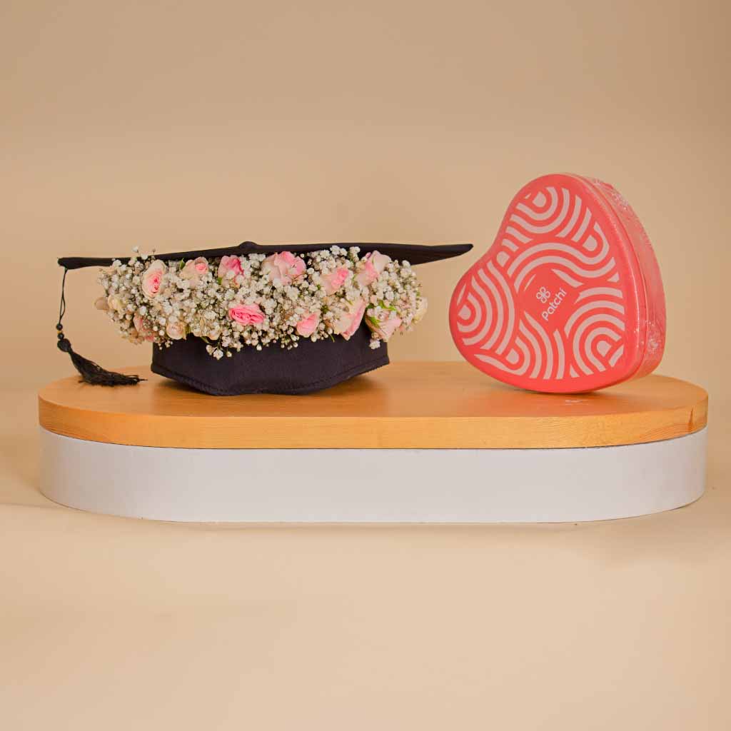 Floral Graduation Cap with Patchi Chocolates
