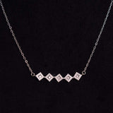Five square pendants silver necklace zircon stones And Romantic Hand Bouquet