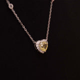 Markiz Heart Necklace with Yellow Stone & 15 Pink Roses