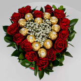 Valentine’s Vase with Red Roses & Ferrero Rocher