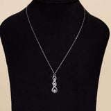 Felizmoda Three connected pendants with three stones silver necklace| White Flower Vase