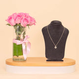 Markiz Sunburst Necklace & 15 Pink Roses Vase