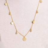 Felizmoda Silver Necklace with Multiple Circles & Pink Hand Bouquet