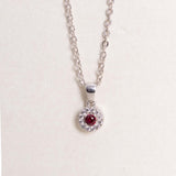 Felizmoda Silver Red Stone Pendant Necklace & Red Roses Bouquet