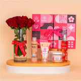 Bubblzz Cupcake Body Care Collection & Red Roses Vase