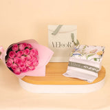 Flora Scarf with Hand Bouquet of 20 Pink Roses