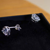 FelizModa Heart Silver Earrings with Zircon