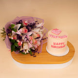 Ninos Super Mom Cake & Pink Roses & Lilies Bouquet