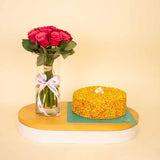 Nola Rainbow Cake & Fuchsia Roses Vase