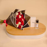 Areej Rose Centifolia with Hand Bouquet of 10 Red and 10 White Roses